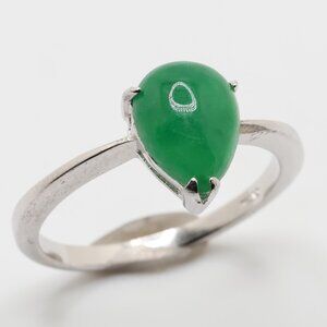Vintage Sterling Silver Jade Teardrop/Pear Shape Ring